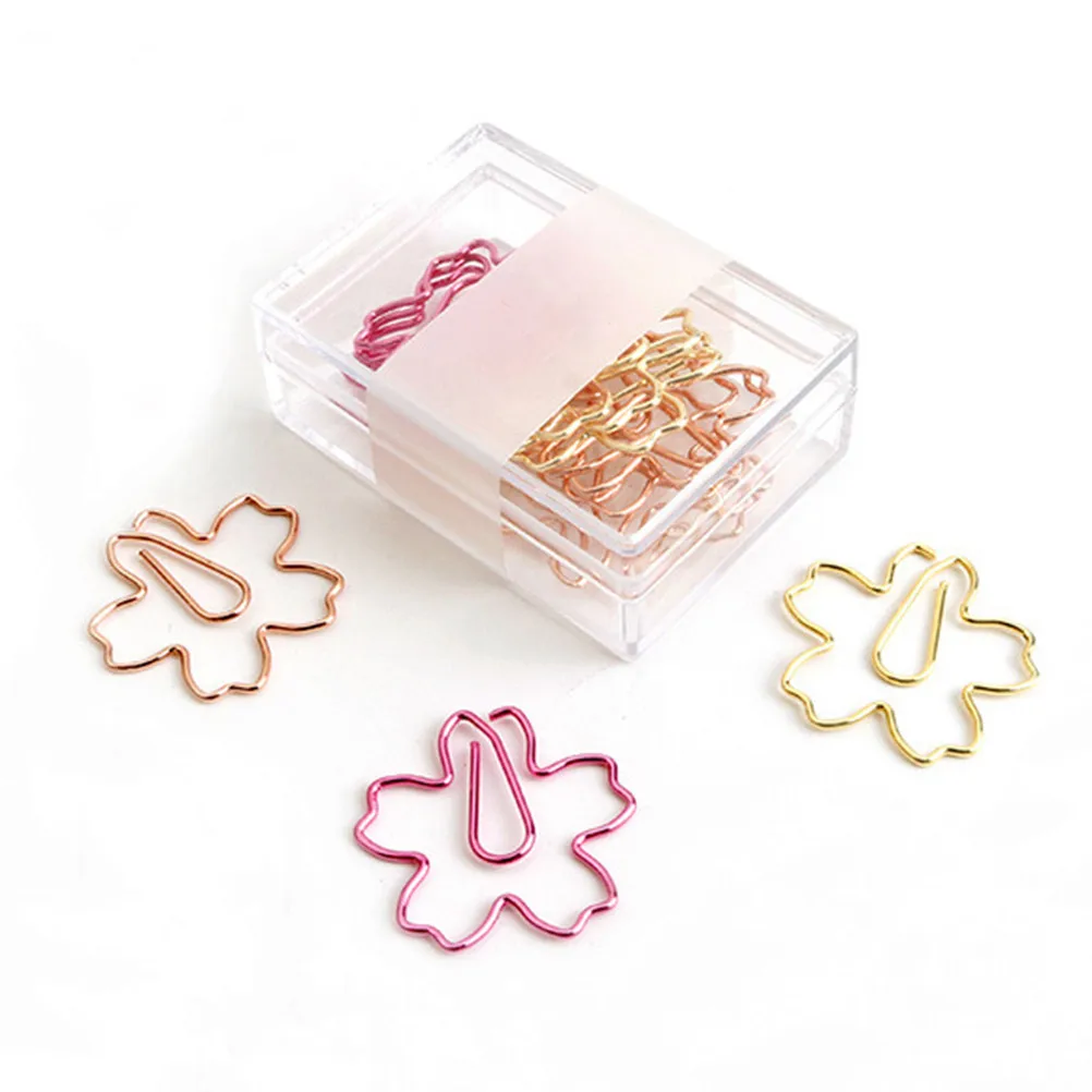 12Pcs 벚꽃 종이 클립 꽃 모양 금속 클립 노트 사진 책 사무실 학교를위한 강력한 클리핑 힘