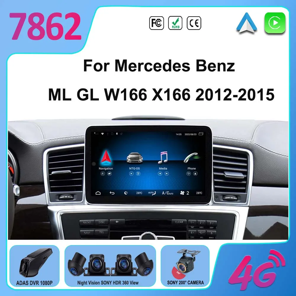 

9.3 INCH Android 13 For Mercedes Benz ML GL W166 X166 2012-2015 GPS Navigation Multimedia Player Car Radio Head Unit No 2din