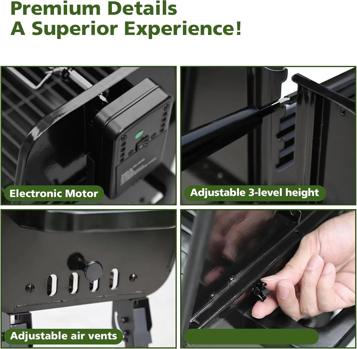Grill with Rotisserie Grill Kit, Portable Folding Outdoor Charcoal Grill, Stainless Steel Spit Roaster with Motor & Adjustable H 5