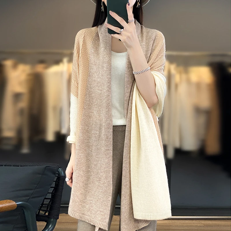 

High end fashion new product 100% beautiful slave wool shawl for women, autumn and winter knitted long women's wool scarf shawl
