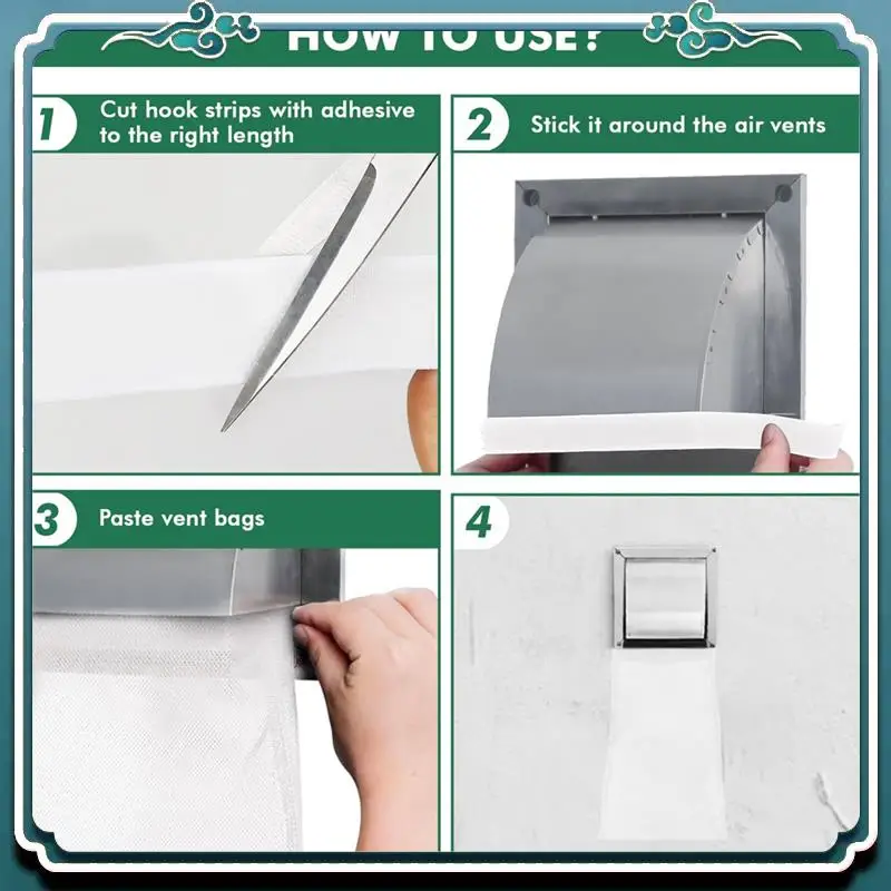 4Pack Dryer Vent Lint Bags Dryer Lint Catcher For Outdoor Vents Capturing And Dust White