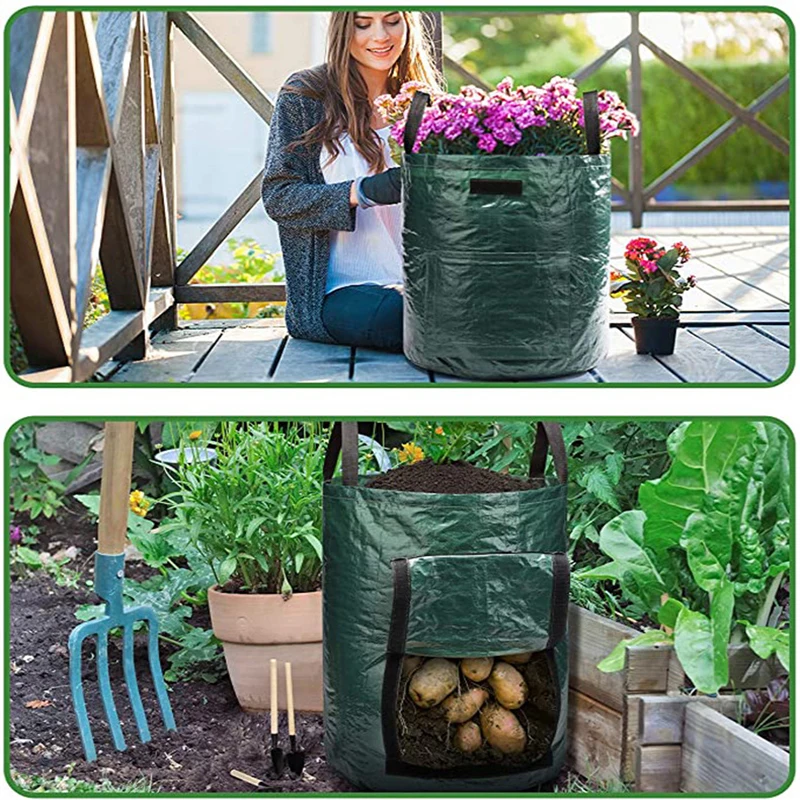 Potato Grow Bag PE Vegetable Onion Plant Bag with Handle Thickened Garden Carrot Taro Peanut Growing Bag Seedling Pot