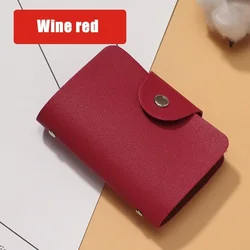Women's Slim PU Leather Anti-Theft Card Holder Wallet with Coin Purse (Rose Red)