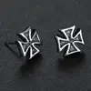 Silver Color Knight Templar Black Cross Earrings Punk Crusaders Band Stud Earring For Women's Fashion Gift Jewelry 5