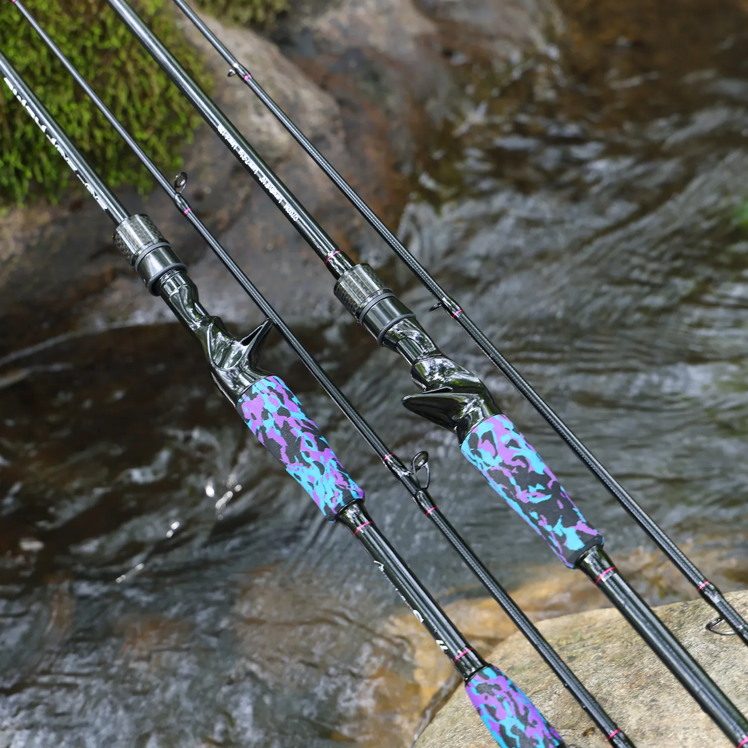 Sougayilang Fishing Rod Medium 2 Sections Graphite Composite Blank Spinning  & Casting Rod Camouflage EVA Grip Fishing Pole