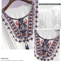 Femmes t-shirts d'été rétro Style Boho broderie Blouses cape haut ample coton dentelle ourlet manches chauve-souris Kimono chemises Blusa Feminina 4
