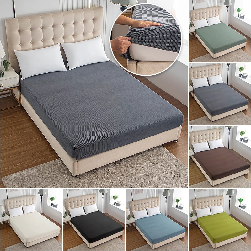 

Polar fleece Mattress Cover Solid Color Mattress Protector For Single Bed Double Bed 160x200 Bed Cover For Living Room Bed linen