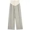 Maternity Striped Wide-legged Pants Fall Winter 2023 New Outside Wear Padded Thickened Drape Bottoming Pants Maternity Clothes 5