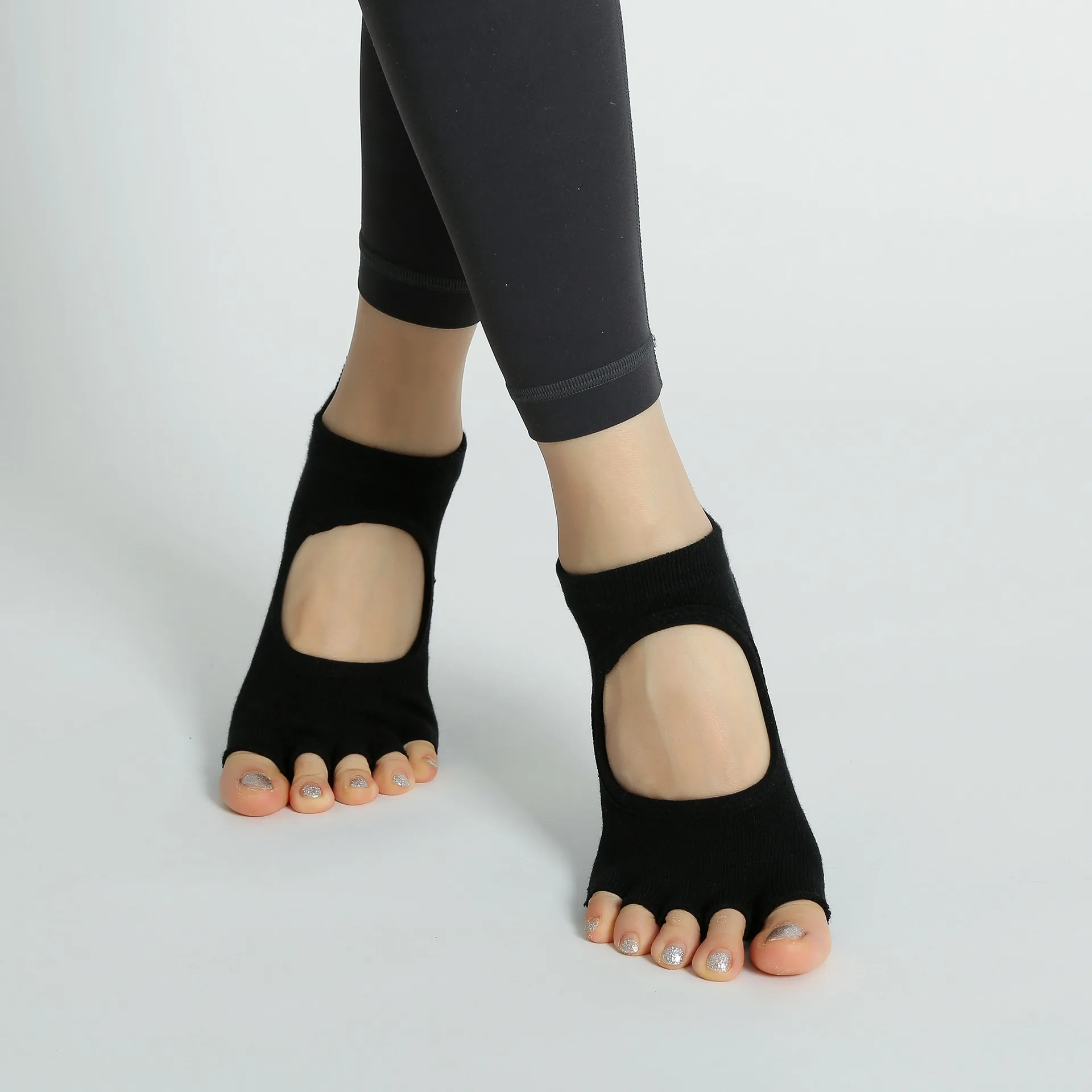 Anna-Kaci Women's Open-Toe Grip Socks for Yoga and Pilates with Non-Slip Soles and Arch Support main image 1