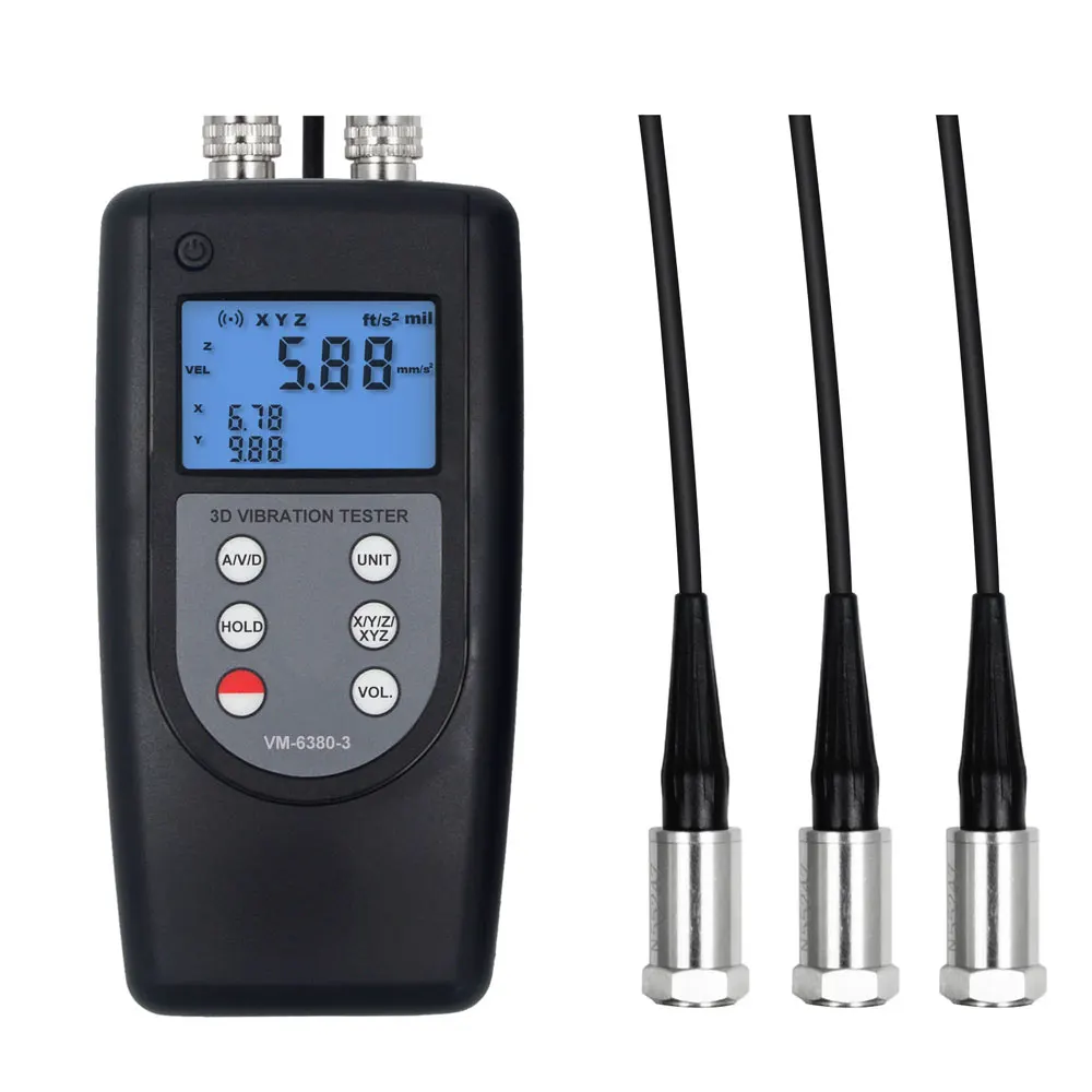 

Digital Vibration Tester 3 Channels VM-6380-3 Vibrometer 0.01-400mm/s True RMS
