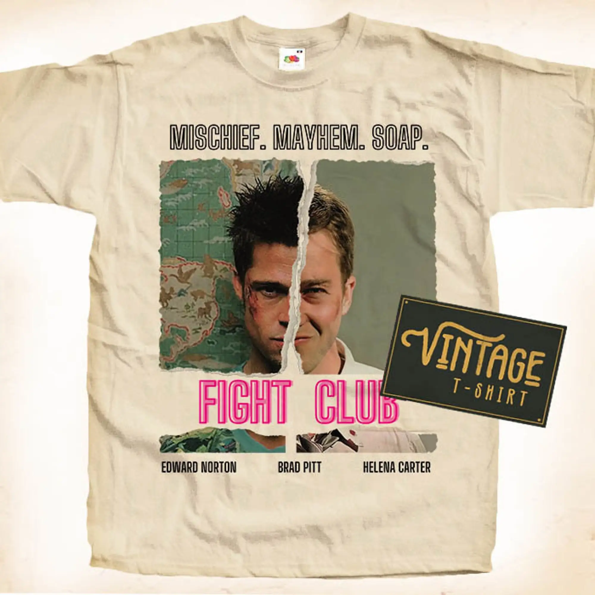 FIGHT CLUB V4 티셔츠, 천연 빈티지 코튼 영화 포스터, 모든 사이즈 S M L XL 2X 3X 4X 5X 