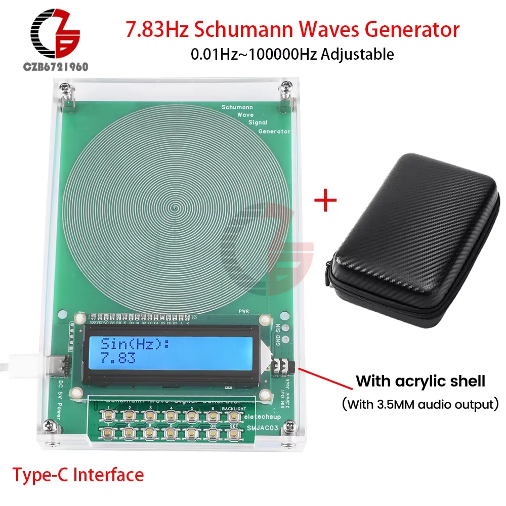 DC 5V 7.83Hz Schumann Waves Generator Adjustable 0.1Hz-100000Hz Ultra-low Frequency Pulse Wave Generator Audio Resonator