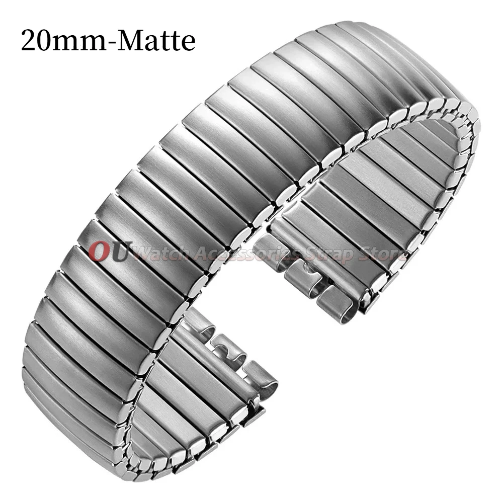Polished Matte Elastic Stainless Steel Watch Strap - Men's Wristband Accessory