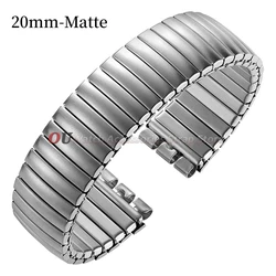 Polished Matte Elastic Stainless Steel Watch Strap - Men's Wristband Accessory (20mm - Matte)
