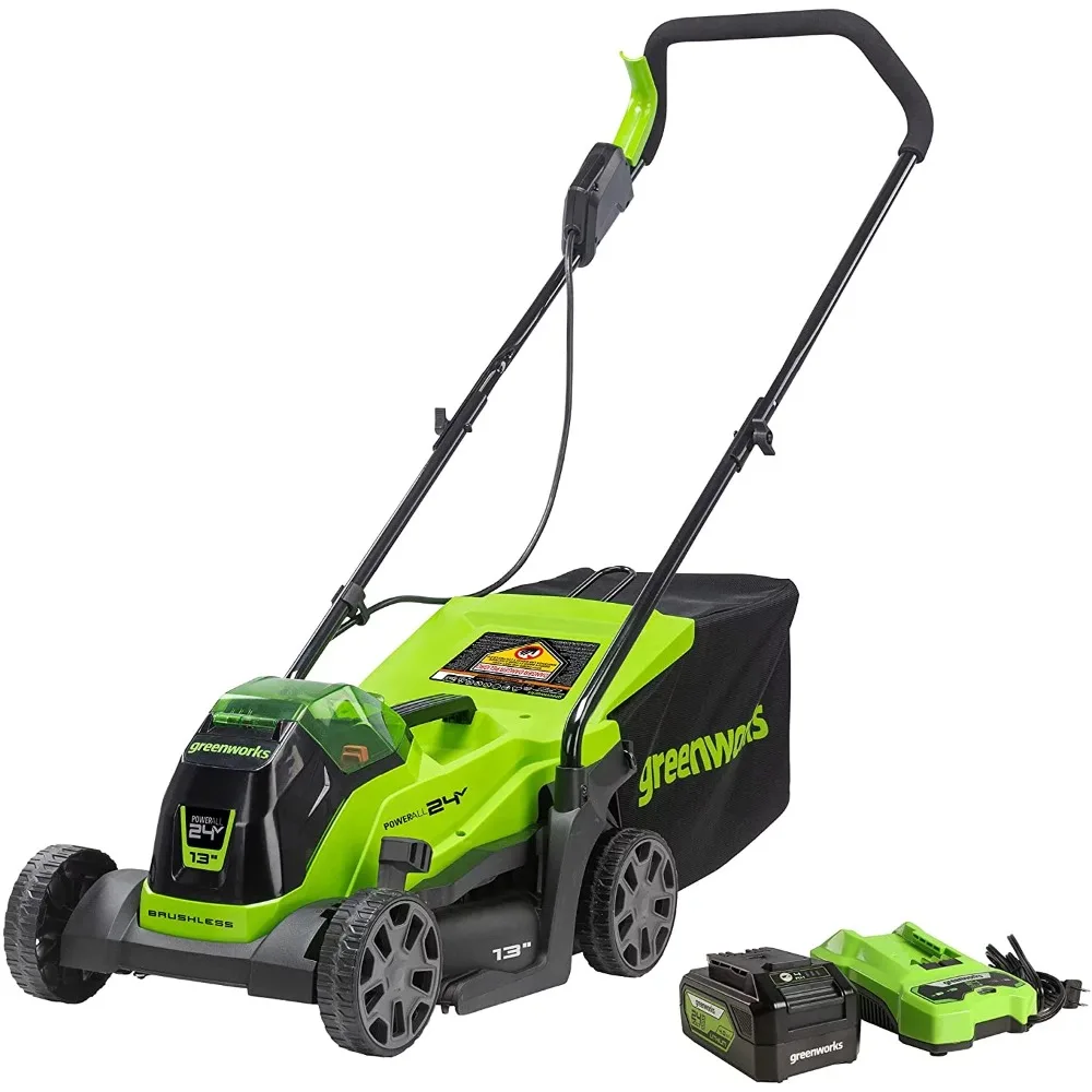 

Greenworks 24V 13" Brushless Lawn Mower, 4Ah USB Battery and Charger Included, 2534402