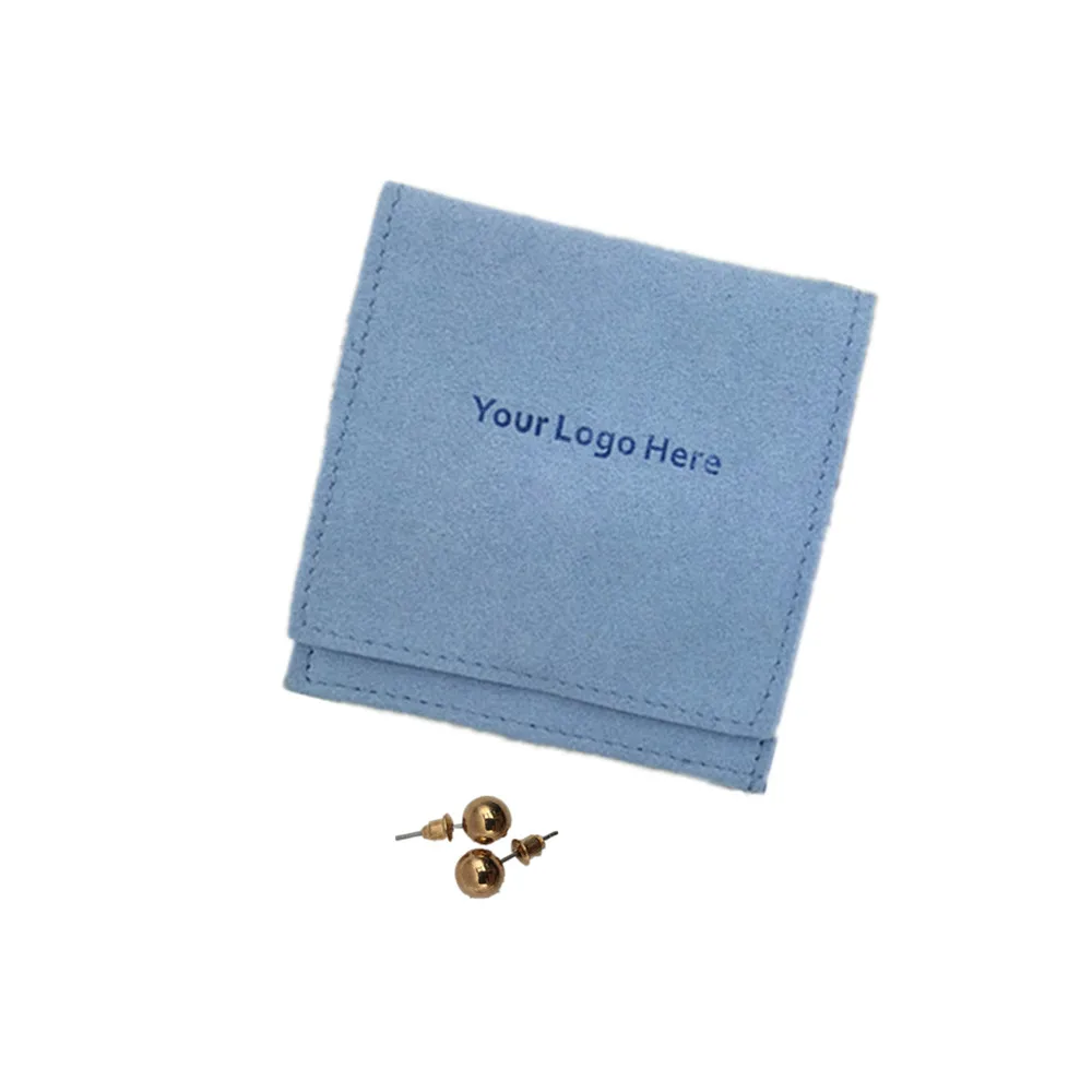 50 pieces of blue microfiber jewelry packaging supplies personalized custom logo bag small mini necklace packaging bag