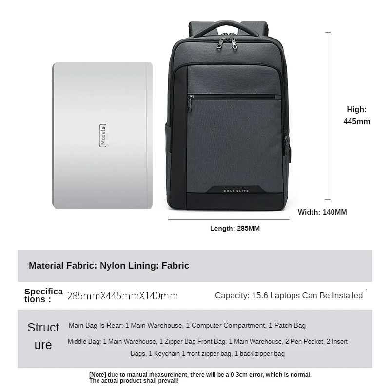 GOLF backpack men's high-capacity business backpack new business travel computer travel bag for college students