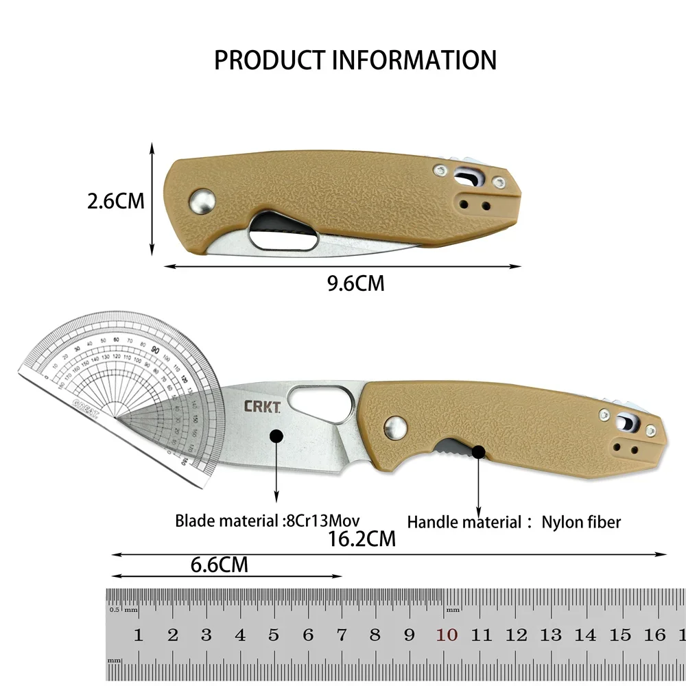 CRK 5390 Piet/7096 Lightweight Folding Knife, Satin Finished Blade GFN Handle Self Defense Fishing Outdoor Everyday Carry Knives 6