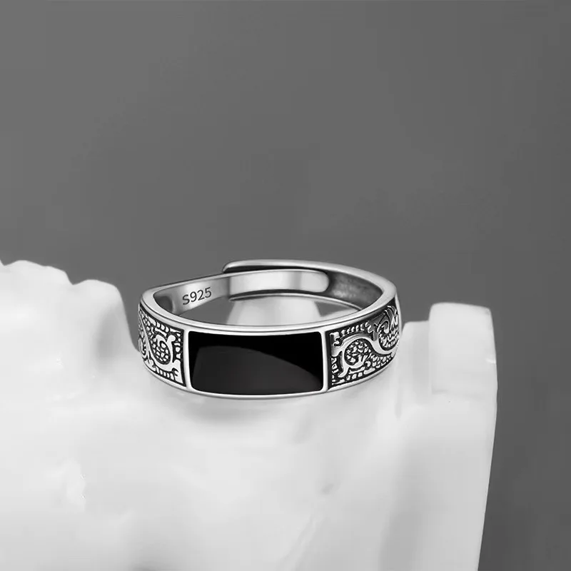 925 Sterling Silver Men's Ring High Quality Luxury black