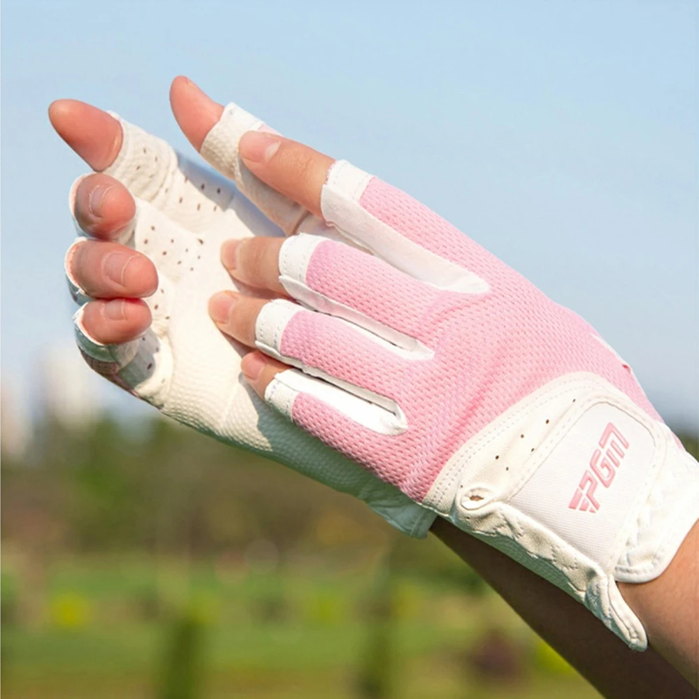 Description Picture 5 of itemPGM Women's Open Finger Golf Gloves Adjustables Breathable Mesh PU Sunscreen Finger Cover Golfs Accessories For Golfs Lovers
