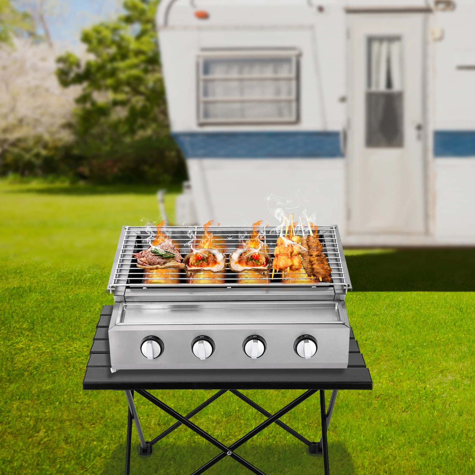 BBQ Propane Gas Stove Grill Stainless Steel Patio Garden Barbecue Grill