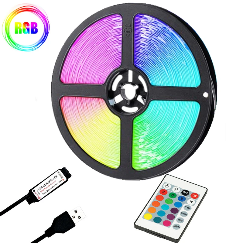 USB 1 м-5 м Светодиодная лента RGB 5 в 5050 ИК контроллер 2835 гибкий диод подходит для