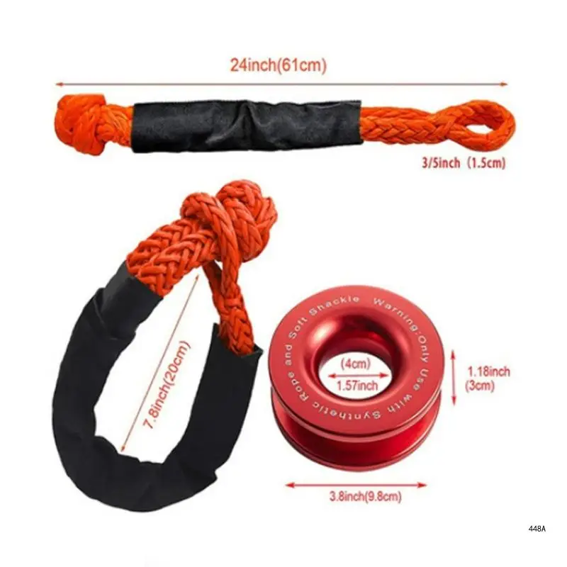 Aluminum Winch Snatch Recovery Rings with Protective Sleeve for Outdoor Rescues and Towing Safe,and Easy to Use