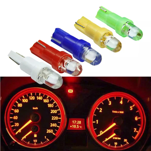 10PCS T5 LED Lights 6000-6500K LED Car Interior Cob Light Auto Side Wedge Dashboard Gauge Instrument Lamp Super Bright Bulb 3