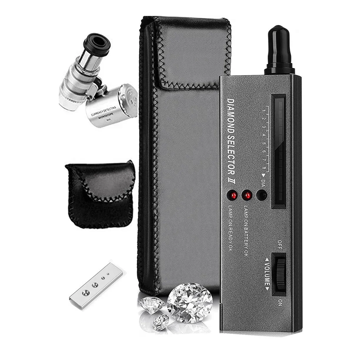 Penna Tester Diamante, Tester Diamante Gioielli Ad Alta Precisione + 60X Mini Led Ingrandimento Selettore Diamante Professionale