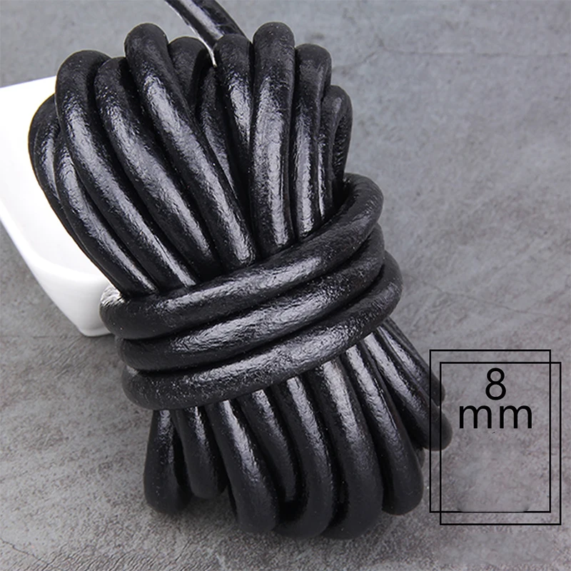 Cordon Cuir De Vache Tressé 2 Mètres - 3/4/5/6/8 Mm, Pour Bijoux Et Bricolage