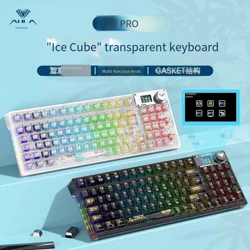 メカニカルキーボードAULA-F98プロワイヤレス,透明なゲーミング