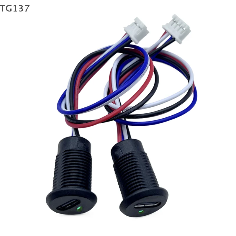 High-Current Waterproof USB Type-C Charging Socket with Indicator Light
