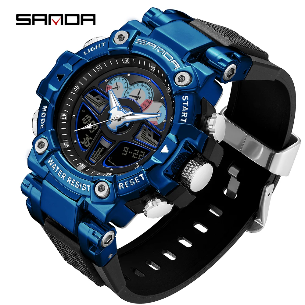 SANDA 2023 Sports Military Men's Watches Luxury Digital Watch 50M Waterproof Quartz Wristwatch for Male Relogios Masculino 3156