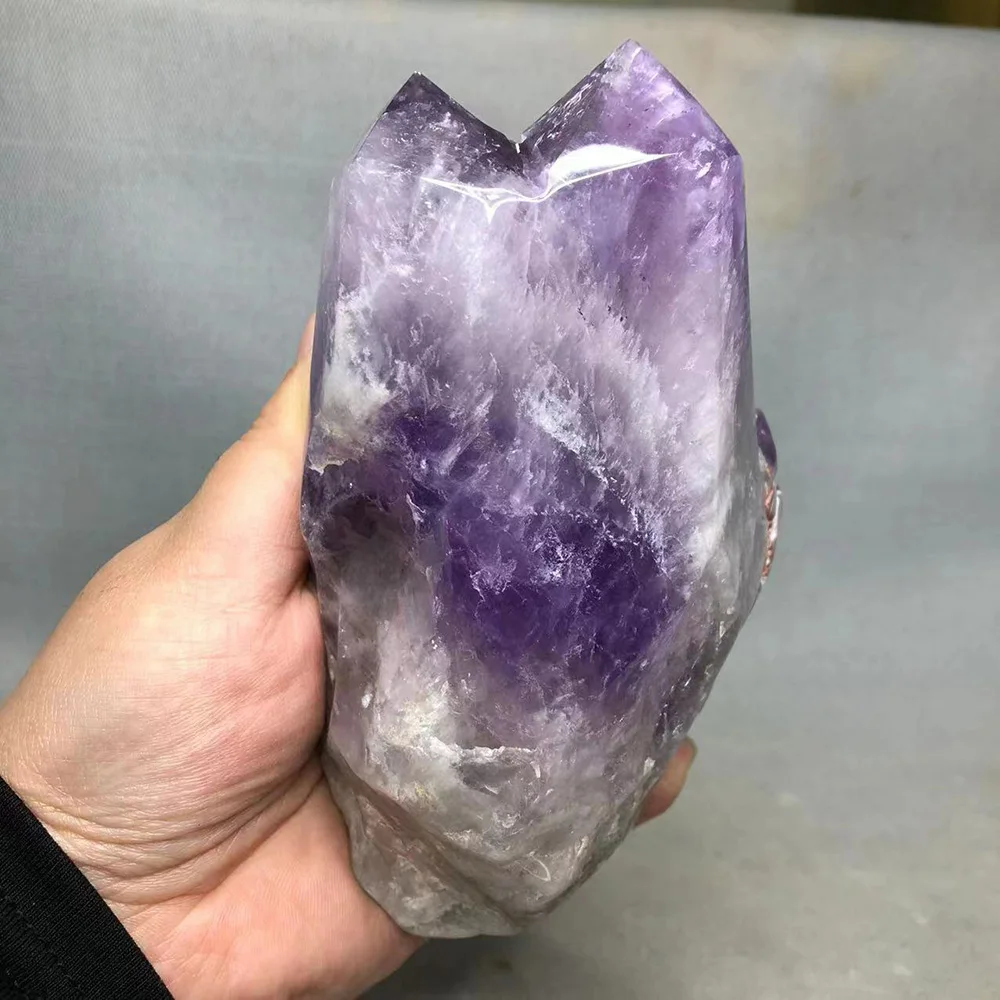 

Brazilian Amethyst Crystal Cluster Mineral Specimen With Super Energy Multi Pointed Rainbow Crystal Home Room Garden Decoration