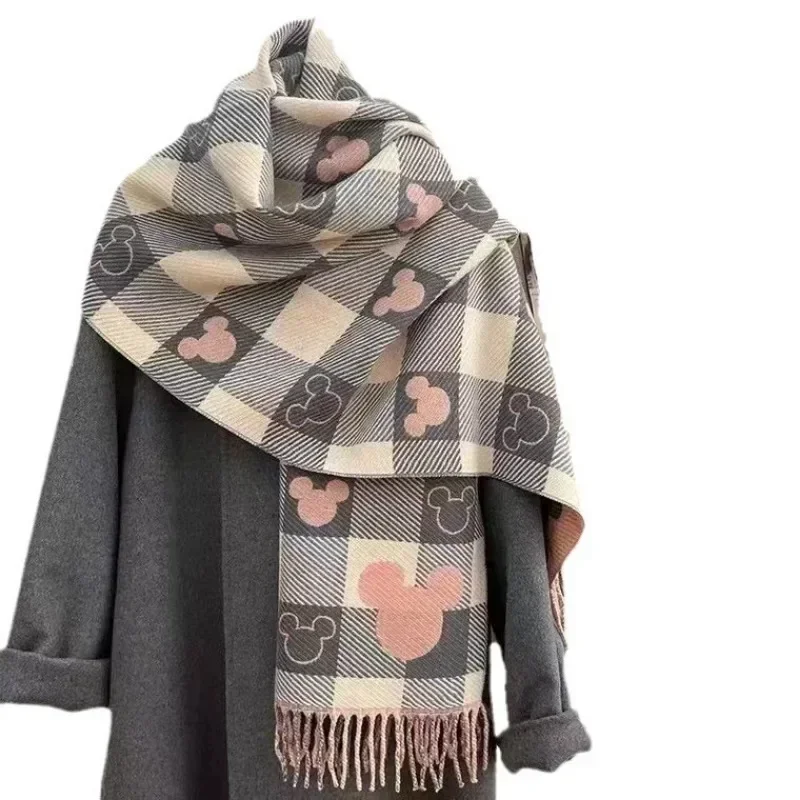 2024 Winter Double sided love plaid Scarf Women's Double-sided Shawl Imitation Cashmere Retro Foreign Style Fashion All-match
