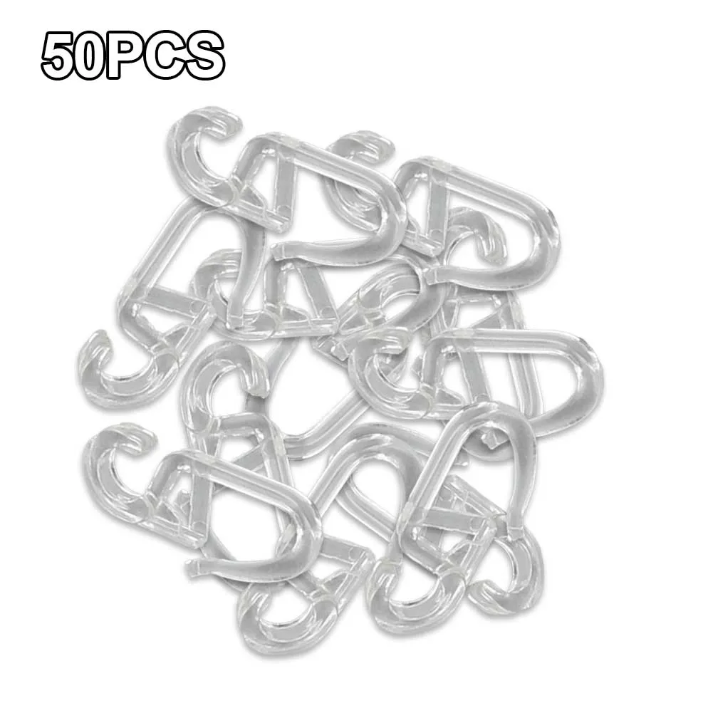 Curtain Folding Hooks 50pcs Strong Tension Clip Ring Window Curtain Hanger Hooks White Plastic Hook Decorative Accessory