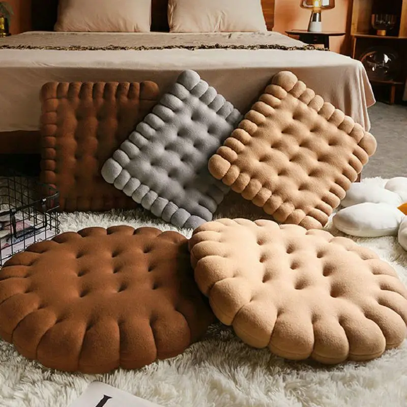 Stuffed Waffle Sandwich Biscuit Cushion Office Plush Tatami Seat