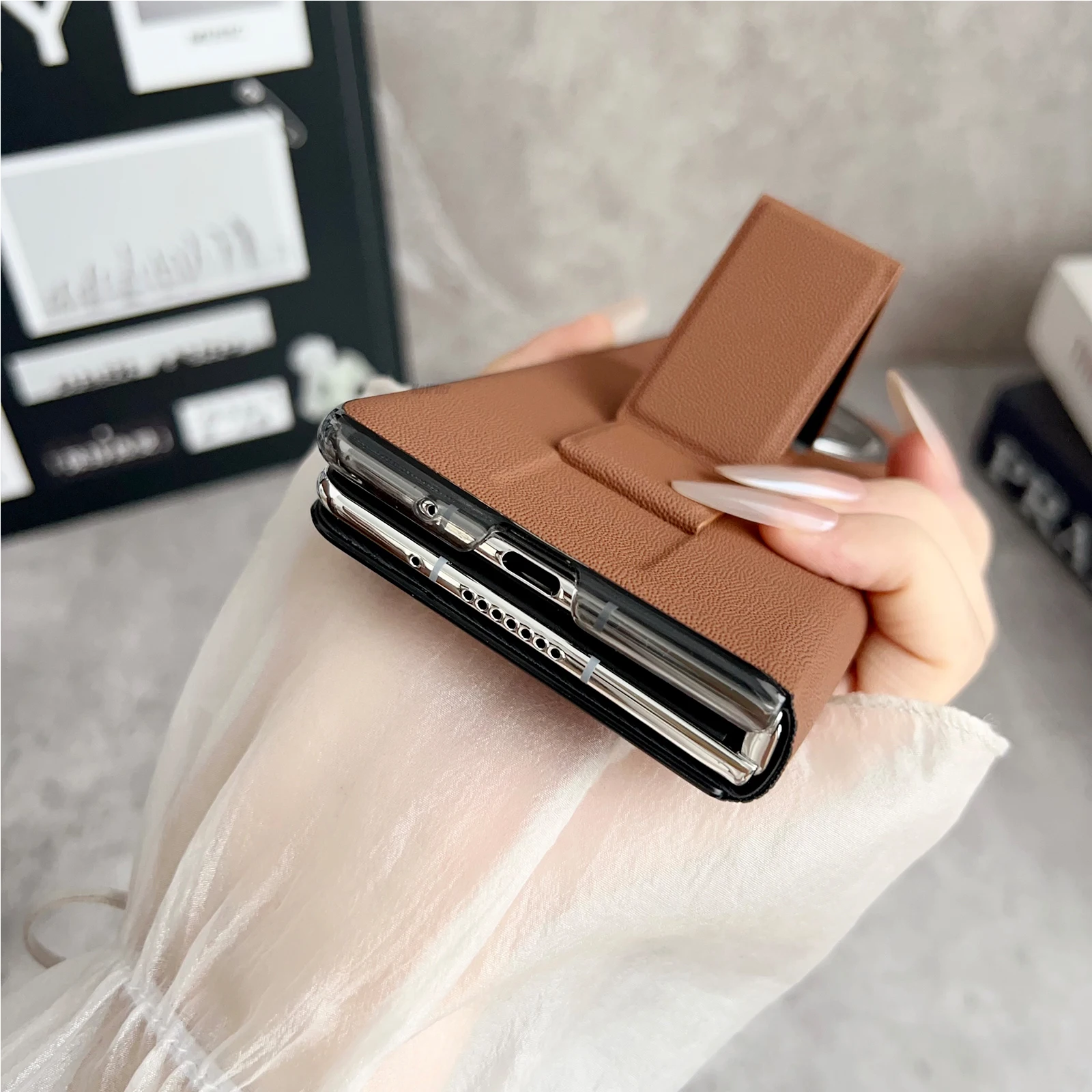 Honor Magic V3용 PU 가죽 플립 커버, 오리지널 마그넷 스마트 터치 뷰, 웨이크/슬립 기능, 보호 스탠드 케이스 (MagicV3 호환)