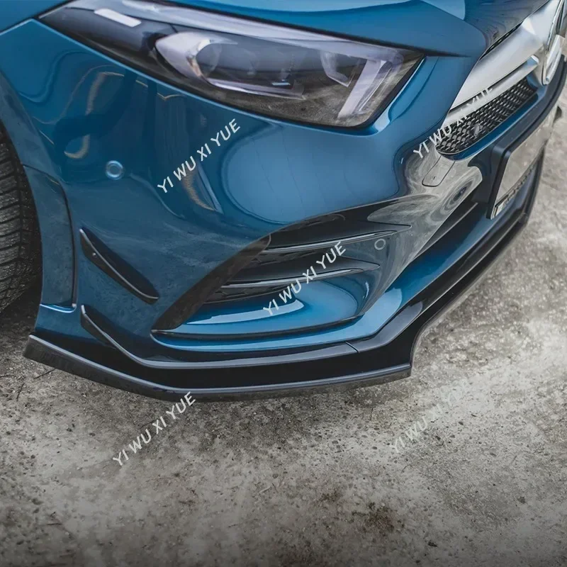 Frontspoiler Lippe Für Mercedes A-Klasse W177 (2018+) - Glanz Schwarz, ABS, Inkl. Splitter, Für AMG Linie