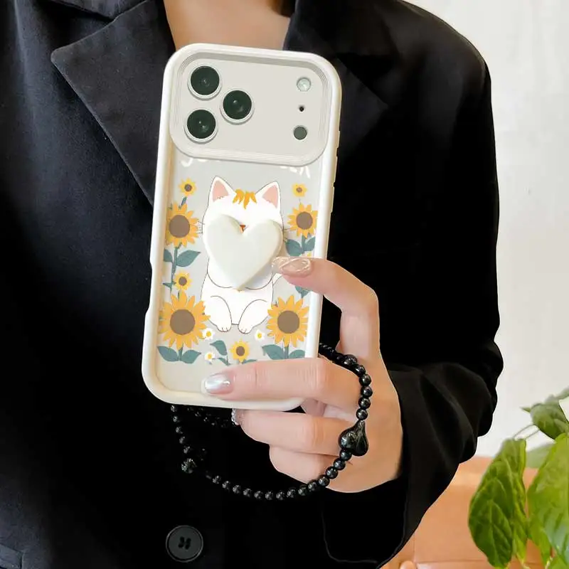 3-Piece Happy Cat Phone Case Set with Lanyard and Craft Embellishments