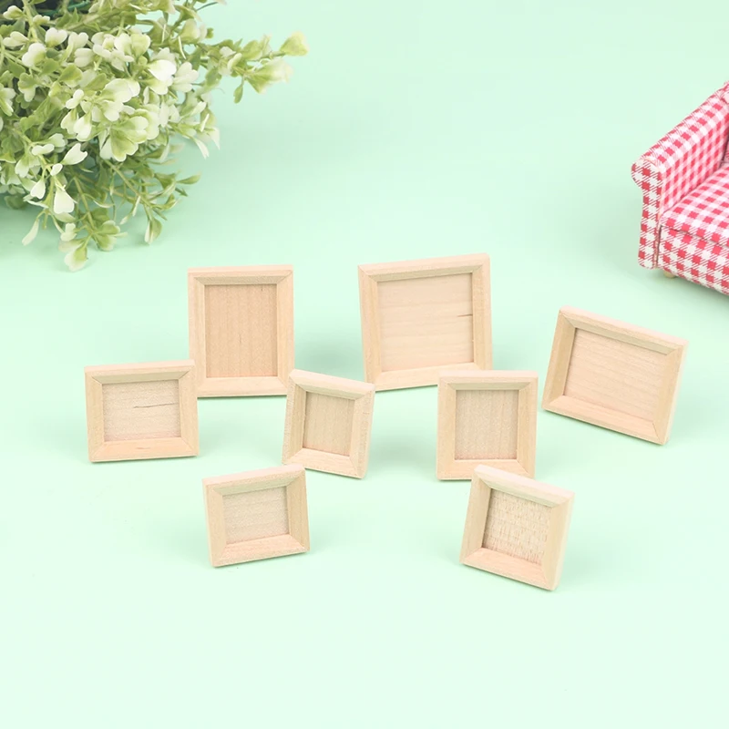 1Pc 1/12 Dollhouse Miniatura Madeira Photo Frame Simulação Móveis Modelo Acessórios Casa Boneca Decoração
