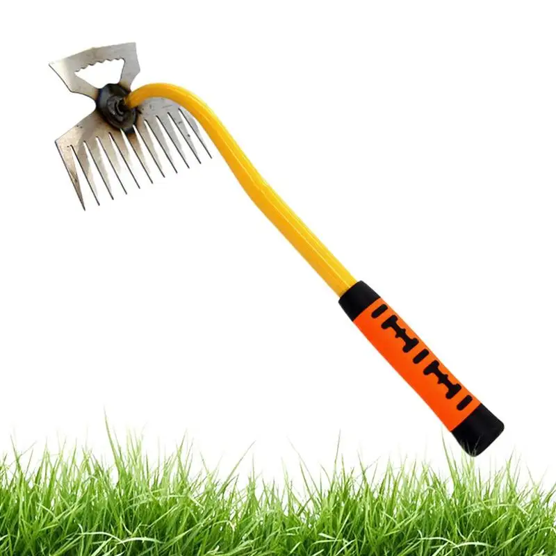 

Weeding Tool Stainless Steel Digging Grass Remover Puller 11 Tooth Multi Functional Shovel Lawn Root Remover Garden Hoe For Weed