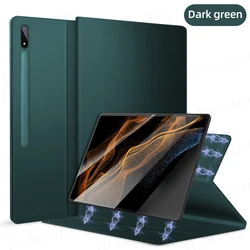Enhanced Magnetic Tablet Case with Pen Holder and Premium Cover Design for Tab S9 Ultra 14.6in (Dark green)