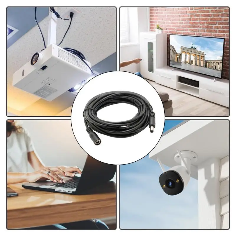 Security Camera Extension Cable Male To Female 2.1mm X 5.5mm DC 12V Camera Extension Cable Home And Business Security Camera