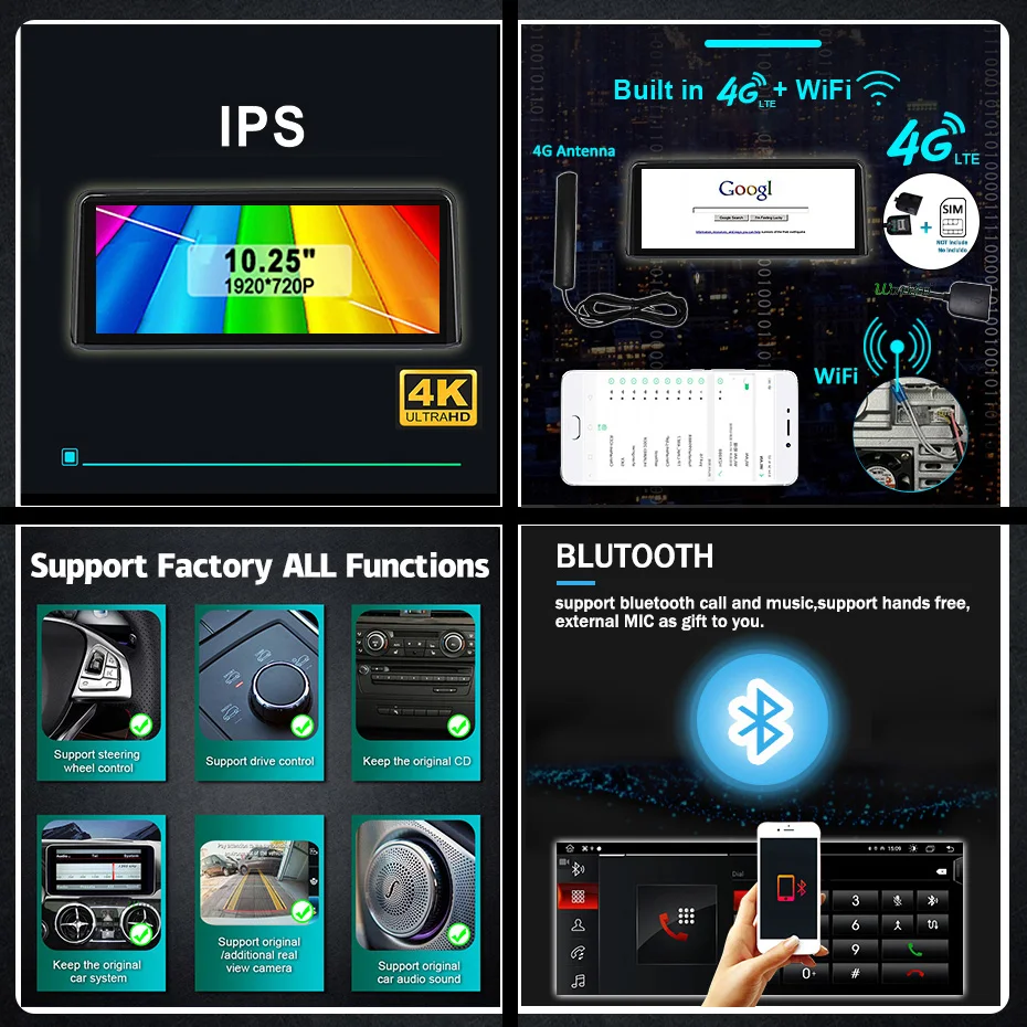 Pantalla de Radio para Auto con Snapdragon 8 CORE, Carplay Inalámbrico, Android 14, para BMW Serie 5 F10/F11 520i 525i 528i, Bluetooth, Estéreo, GPS, 2 din, Reproductor Multimedia, WIFI, 4G LTE 6