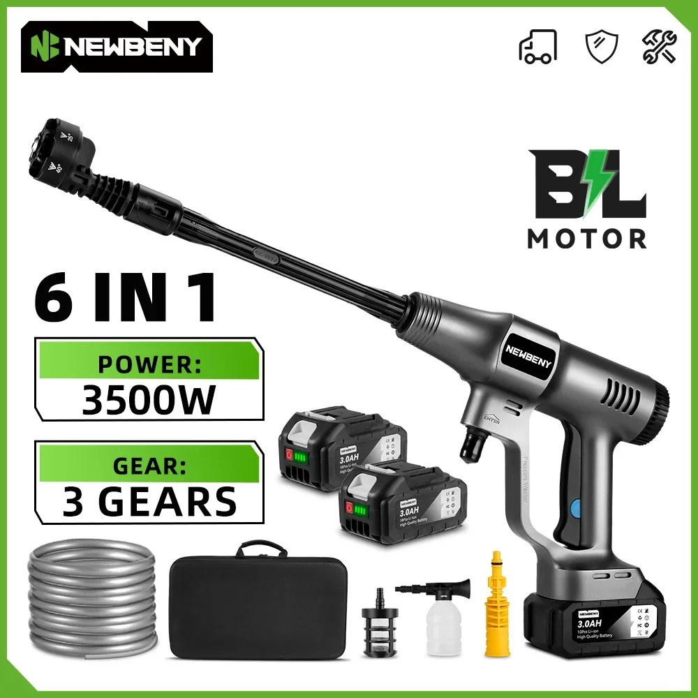 Electric Pressure Washer 3500W 200Bar Brushless Cordless Car Garden Cleaning Spray Gun For Makita 18V Battery Pin