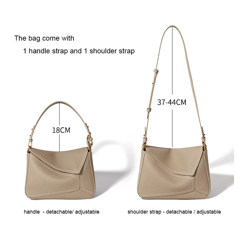 Women's Bag Genuine Leather Geometric Tote Bag 2024 Autumn Lady Underarm Shoulder Bag Female Popular Commuter Messenger Handbag 5