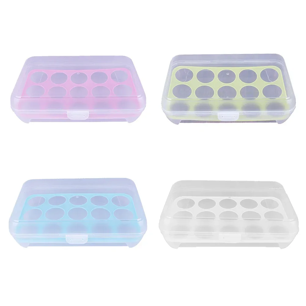 Portable Egg Fresh-keeping Case Holder Plastic 15 Grid Egg Storage Rack Transparent Dispenser Accessories Kitchen Food Organizer 5
