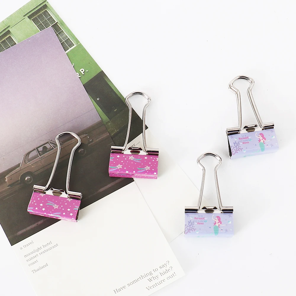 10 Buah/Lot Klip Pengikat Logam Merah Muda Ungu 25Mm Klip Kertas