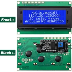 LCD Module with 20x4 Character Display and I2C Interface - Blue/Green/White Screen - Green